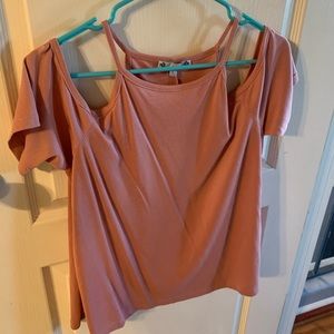 pink open shoulder sleeve top